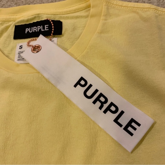 Purple Brand Yellow Long Sleeve T-Shirt 100% Cotton Mens Size Small S - Picture 4 of 10